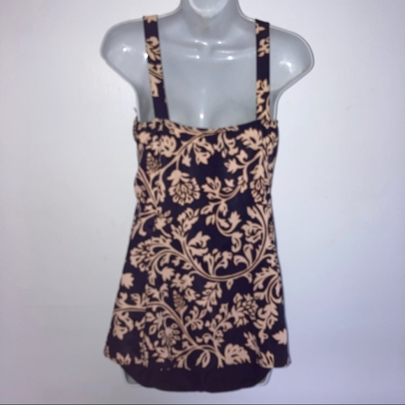 It Figures One Piece Plus Size Swimsuit 18W Tan Navy Blue - Picture 3 of 6